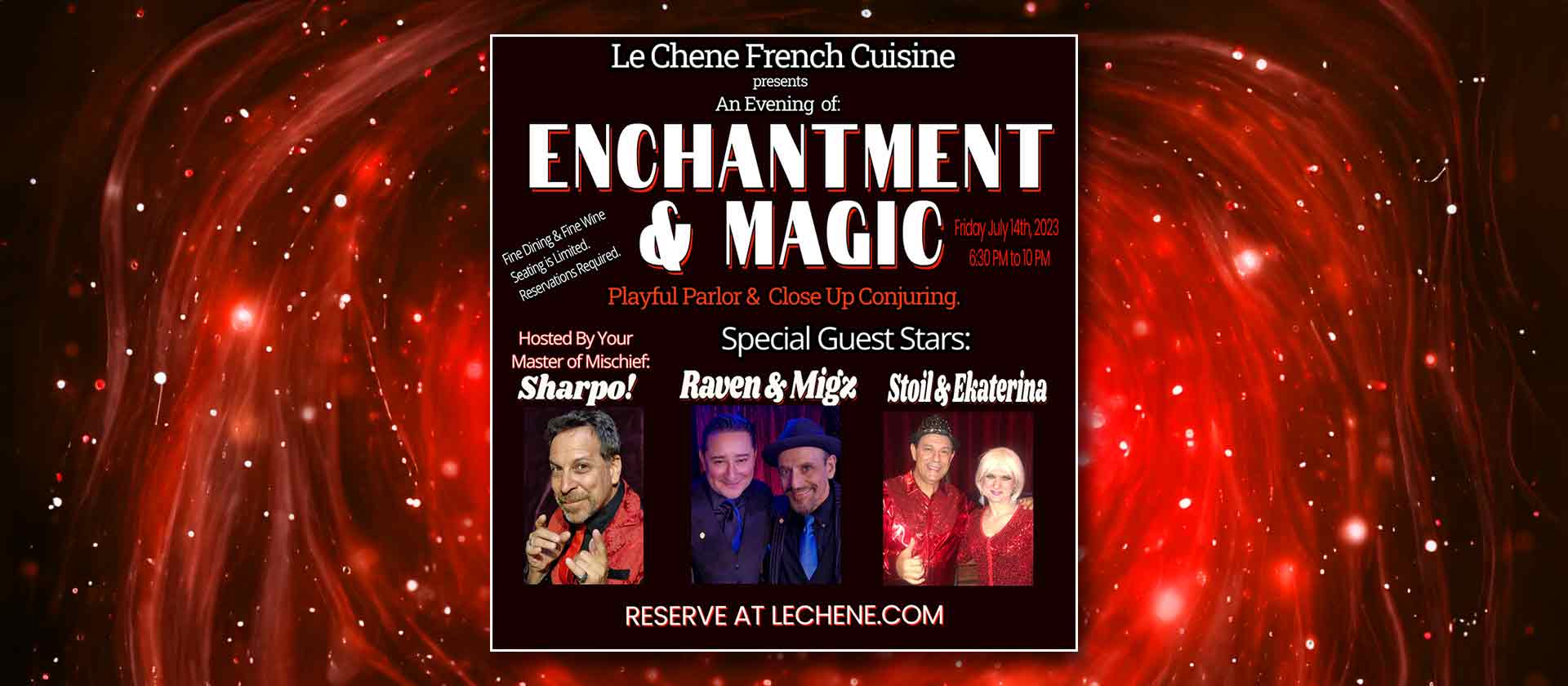 Sharpo-Enchantment-and-Magic-2023-Graphic-with-Lineup-of-Magicians